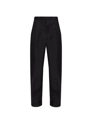 Men's Back Stitch Tailored Mohair Straight Black Pants - MAISON MARGIELA - BALAAN 1