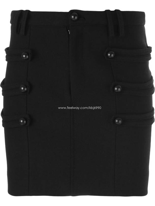 Women's Button Strap Point HLine Skirt JU046415H013I 01BK - ISABEL MARANT - BALAAN 5