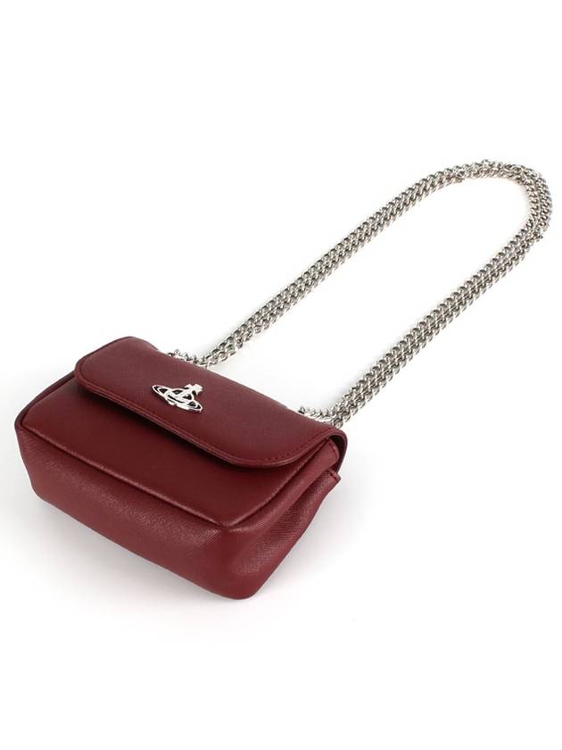 ORB Logo Calfskin Small Cross Bag Burgundy - VIVIENNE WESTWOOD - BALAAN 4