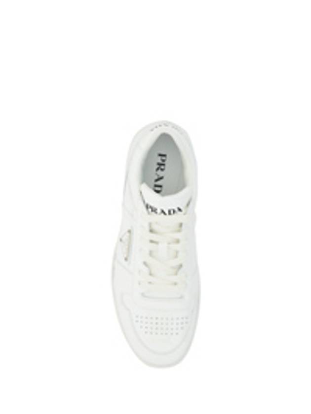 Men's Downtown Triangle Logo Leather Low Top Sneakers White - PRADA - BALAAN 3