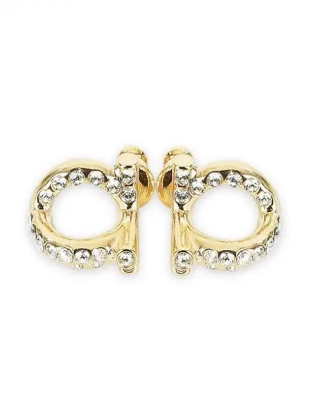 Gancini 3D Crystal Earrings Gold - SALVATORE FERRAGAMO - BALAAN 2