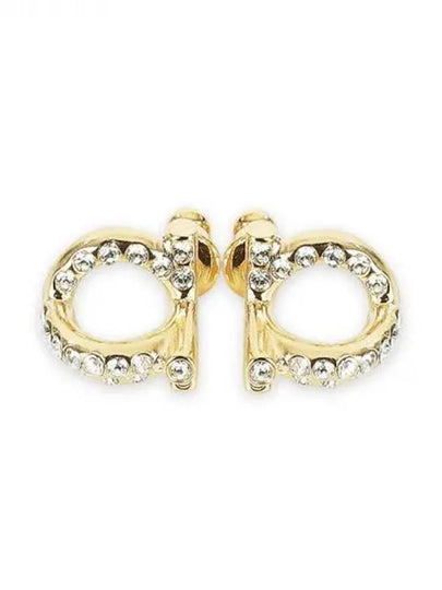 Gancini 3D Crystal Earrings Gold - SALVATORE FERRAGAMO - BALAAN 2