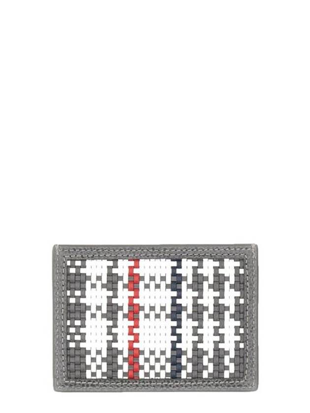 Check 2-Tier Card Wallet Grey - THOM BROWNE - BALAAN 3