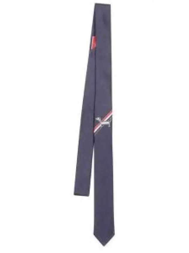 Hector Jacquard Silk Tie Navy - THOM BROWNE - BALAAN 2