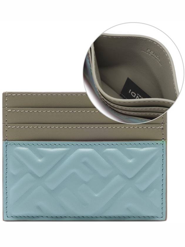 FF Motif Leather Card Wallet Light Blue - FENDI - BALAAN 2