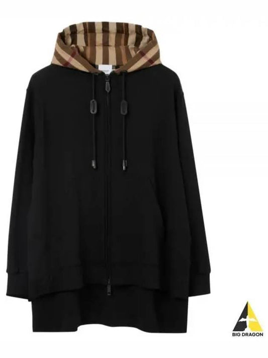 Check Cotton Hooded Jacket Black - BURBERRY - BALAAN 2