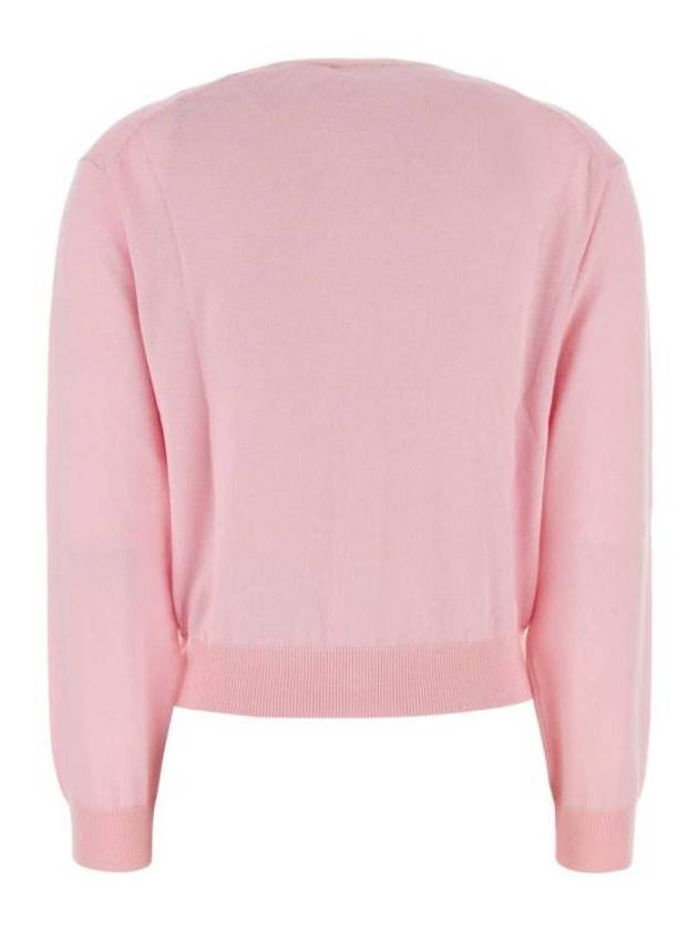 Boke Flower Embroidery Crew Neck Wool Cardigan Pink - KENZO - BALAAN 3