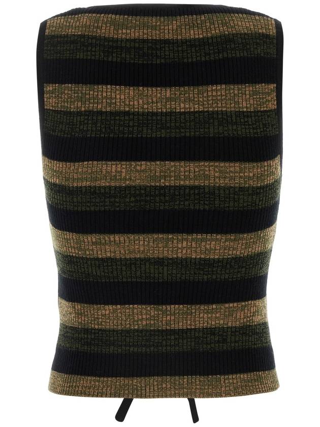 Striped Rib Merino Wool Tie Sleeveless - GANNI - BALAAN 3