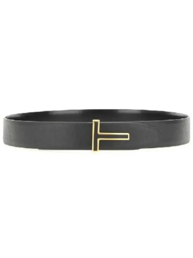 T Logo Buckle Calf Leather Belt Black - TOM FORD - BALAAN 2