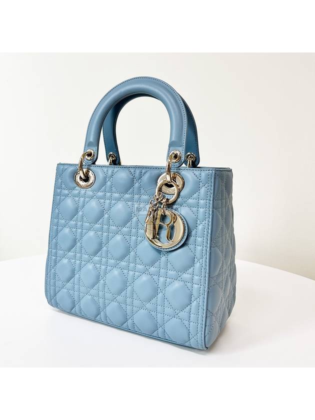 Lady Cannage Lambskin Medium Tote Bag Horizon Blue - DIOR - BALAAN 4