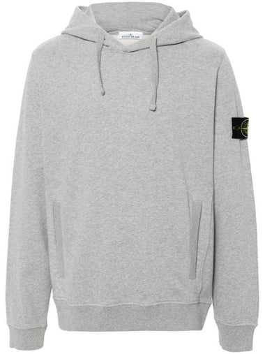 Wappen Patch Brushed Cotton Fleece Hoodie Grey - STONE ISLAND - BALAAN 1