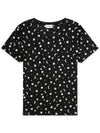 Women's Star Print Cotton Short Sleeve T-Shirt Black - SAINT LAURENT - BALAAN 4