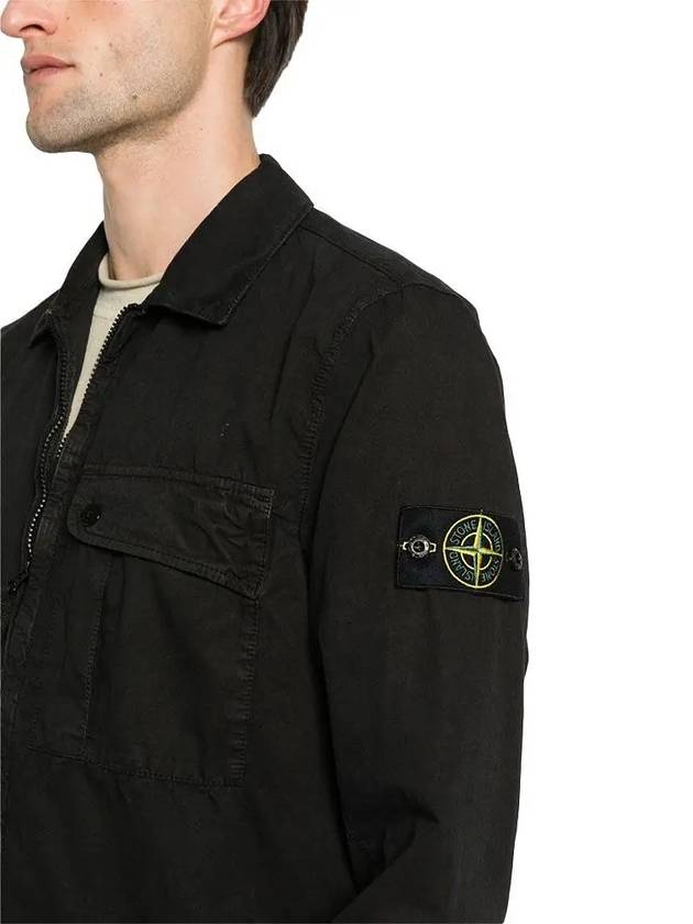 Old Treatment Garment Dyed Overshirt Jacket Black - STONE ISLAND - BALAAN 6