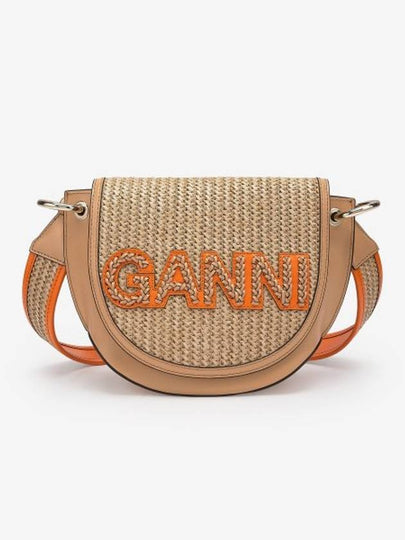 Raffia Banner Saddle Cross Bag Beige - GANNI - BALAAN 2