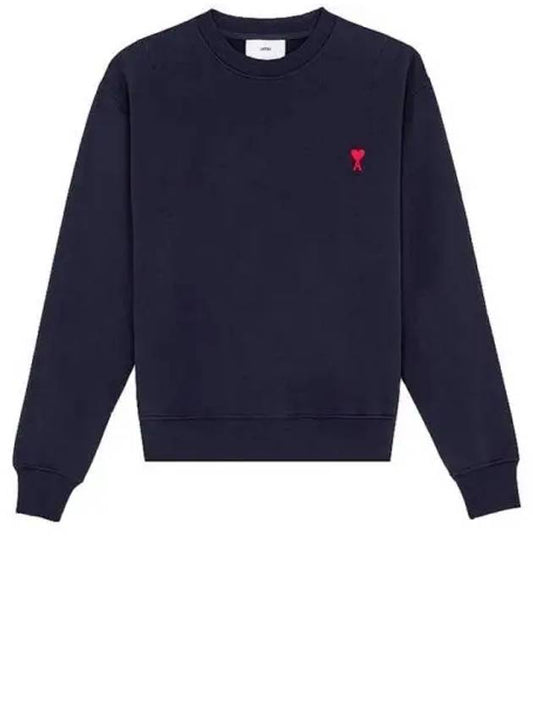 Men's Small Heart Logo Sweatshirt Navy - AMI - BALAAN 2