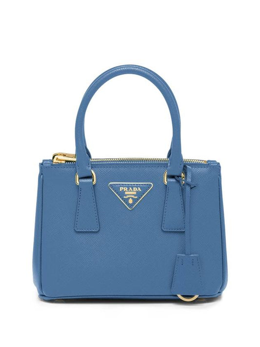 Galleria Saffiano Leather Mini Tote Bag Light Blue - PRADA - BALAAN 1