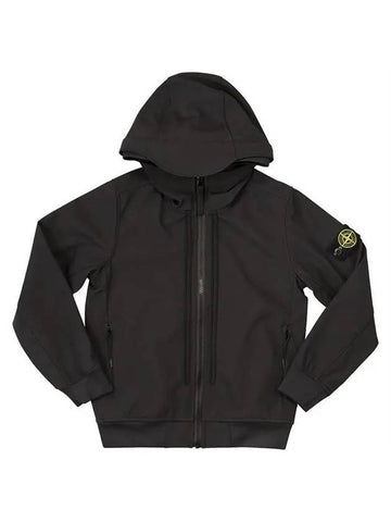 Kids Wappen Logo Hooded Zip-Up Jacket Black - STONE ISLAND - BALAAN 1