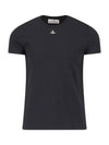 Embroided ORB Peru Short Sleeve T-Shirt Black - VIVIENNE WESTWOOD - BALAAN 3