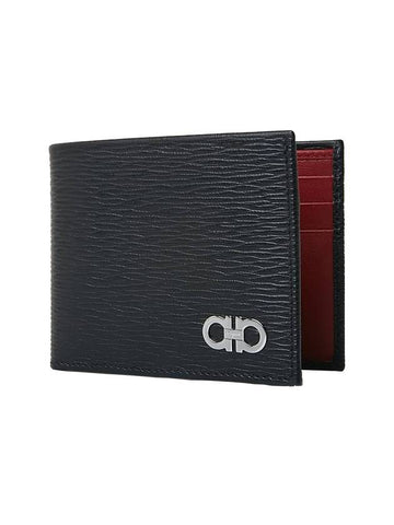 Gancini Half Wallet Black - SALVATORE FERRAGAMO - BALAAN 1