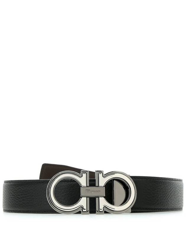 Men's Gancini Reversible Leather Belt Black - SALVATORE FERRAGAMO - BALAAN 2