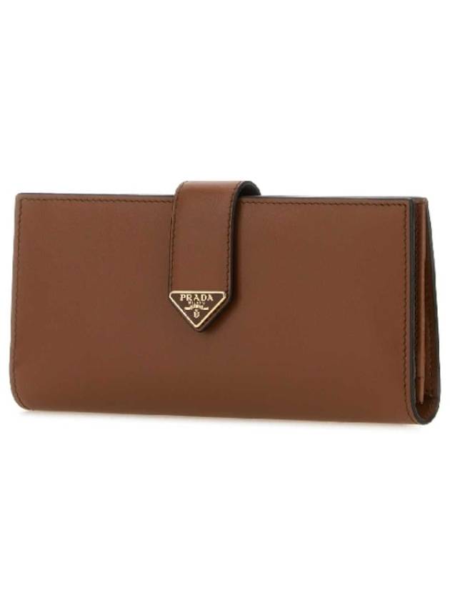 Triangle Logo Leather Long Wallet Cognac - PRADA - BALAAN 3