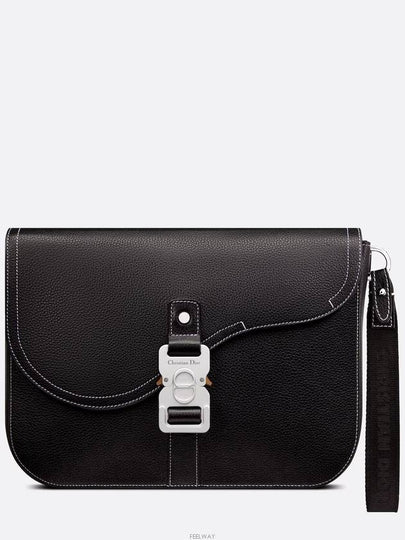 Saddle A5 Grained Calfskin Pouch Black - DIOR - BALAAN 2