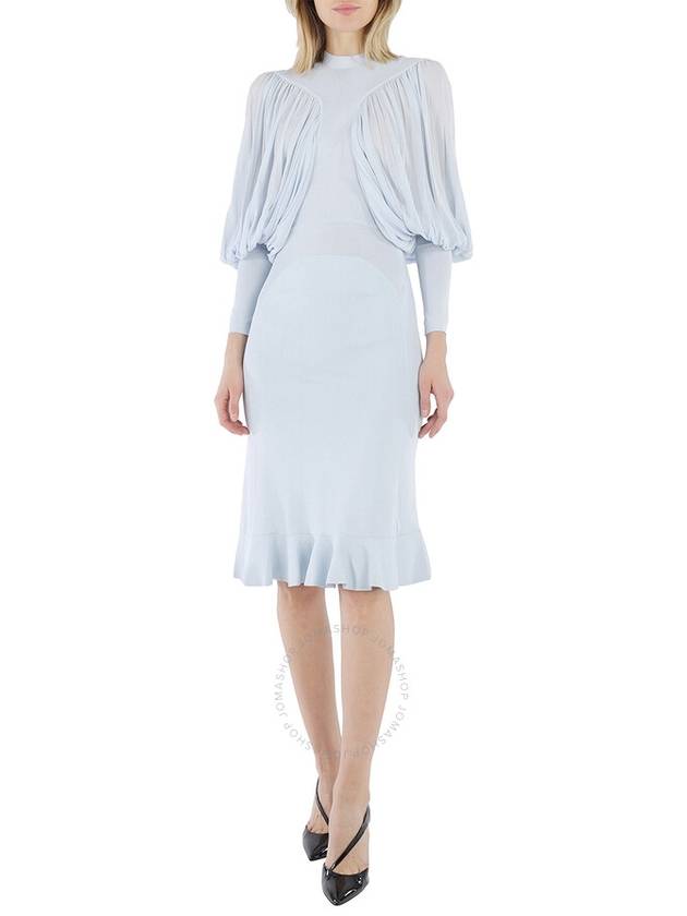 Women's Puff Sleeve Jersey Midi Dress Pale Blue - BURBERRY - BALAAN 2