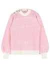 Logo Pullover Pattern Crew Neck Knit Top Pink - GANNI - BALAAN 2