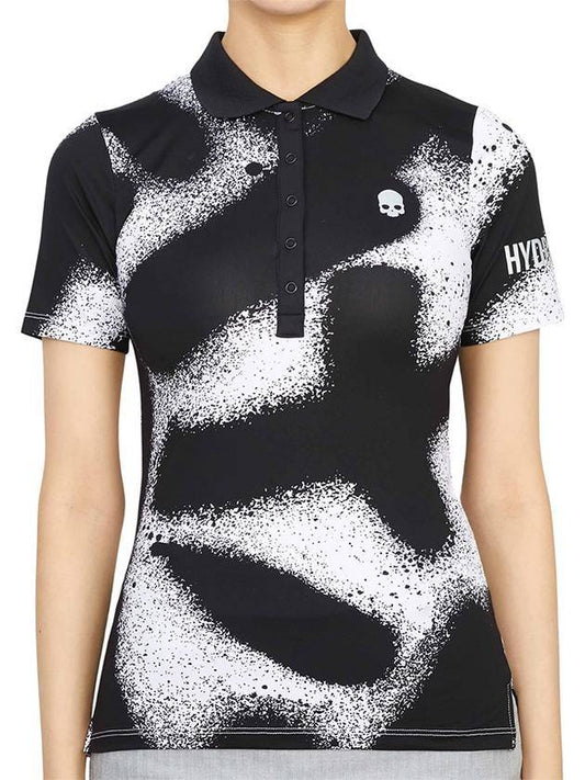 Women's Golf Polo Short Sleeve T-Shirt Black White - HYDROGEN - BALAAN 1