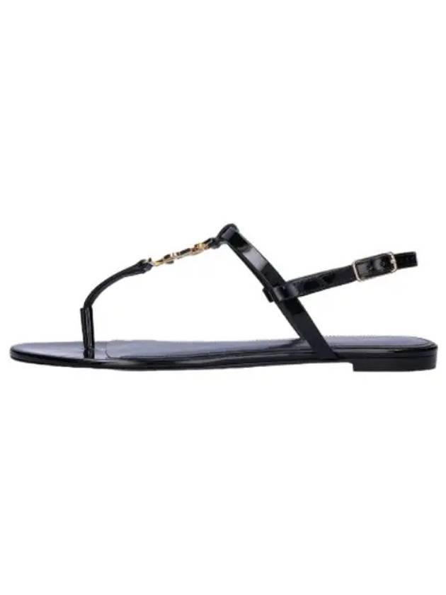 Cassandra flat sandals black - SAINT LAURENT - BALAAN 1