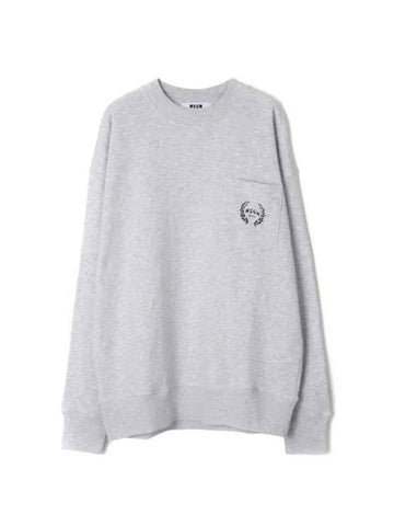 Pocket Logo Print Cotton Sweatshirt Light Grey - MSGM - BALAAN 1