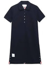 Classic Cotton Pique Center Back Stripe A-Line Short Sleeve Polo Short Dress Navy - THOM BROWNE - BALAAN 2