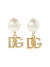 logo charm pearl earrings gold - DOLCE&GABBANA - BALAAN.