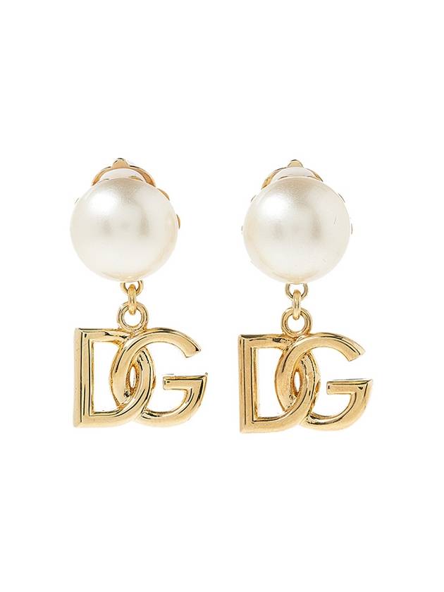 logo charm pearl earrings gold - DOLCE&GABBANA - BALAAN.