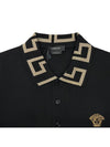 Men's Greca Logo Embroidered Short Sleeve Polo Shirt Black - VERSACE - BALAAN.