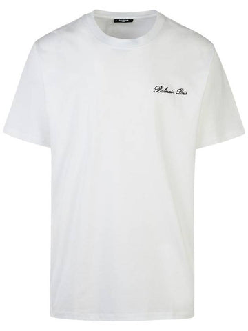 Balmain 'Signature' White Cotton T-Shirt - BALMAIN - BALAAN 1