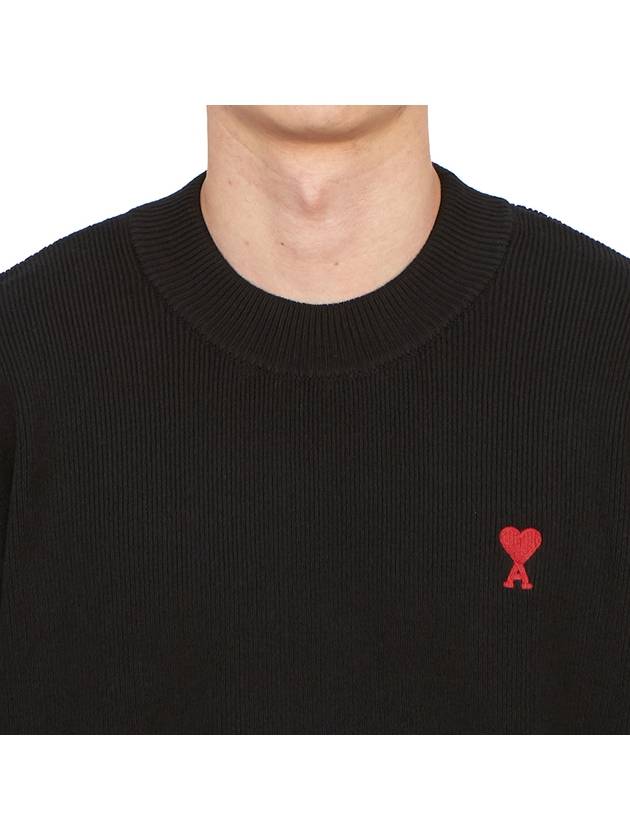 De Coeur Small Heart Logo Knit Top Black - AMI - BALAAN 6