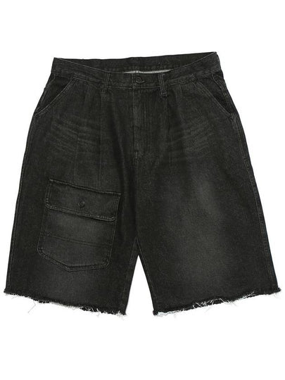 Washed Denim Bermuda Shorts Black - OGARP - BALAAN 2