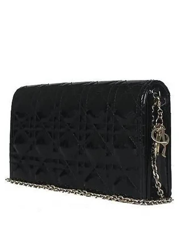 S0204OVRB Lady Gold Plated Black Patent Chain Cross Bag 2 - DIOR - BALAAN 3