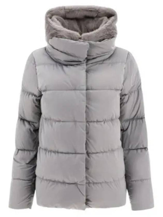 Satin & Lady Faux Fur Hooded Padding Grey - HERNO - BALAAN 2