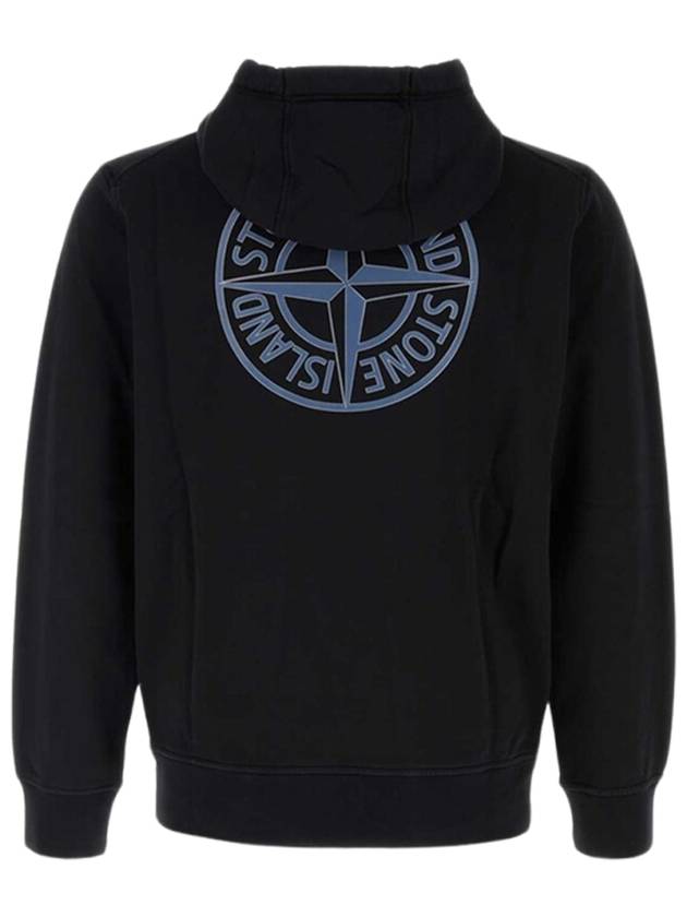 Logo Print Cotton Hoodie Black - STONE ISLAND - BALAAN 3