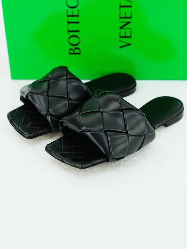 Women's Lido Leather Slippers Black - BOTTEGA VENETA - BALAAN 2