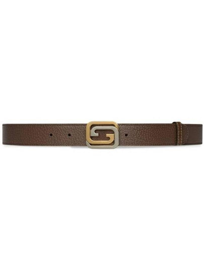 Square Interlocking GG Buckle Leather Belt Beige - GUCCI - BALAAN 2