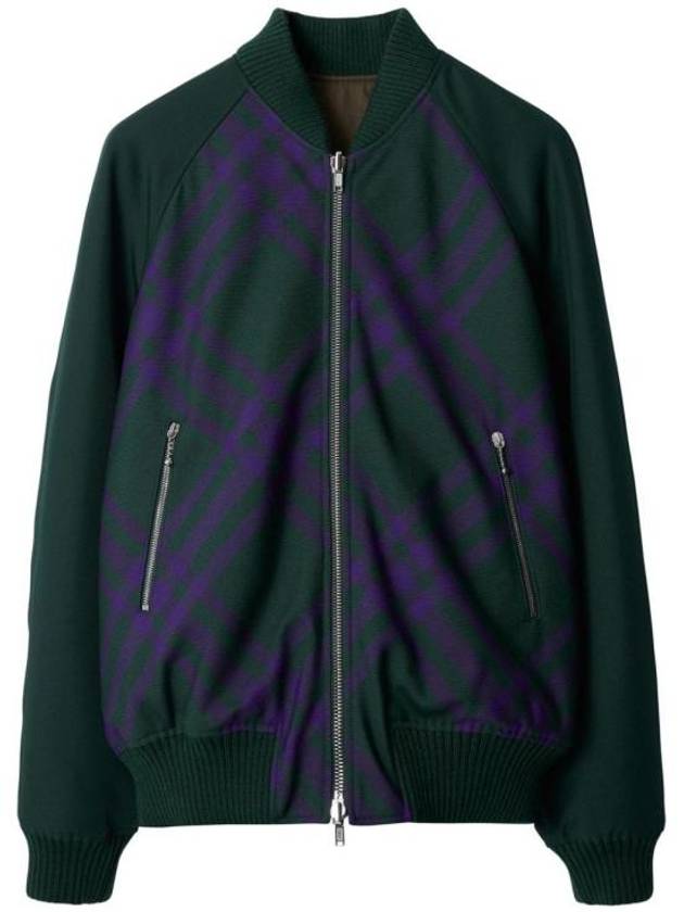 Reversible Check Bomber Jacket Green - BURBERRY - BALAAN 2