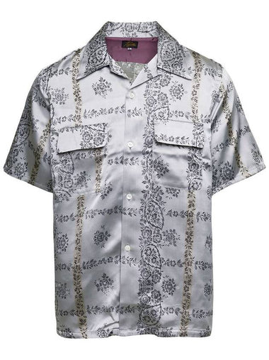 Silver Bowling Shirt With All-Over Floreal Print In Cupro Man - NEEDLES - BALAAN 1