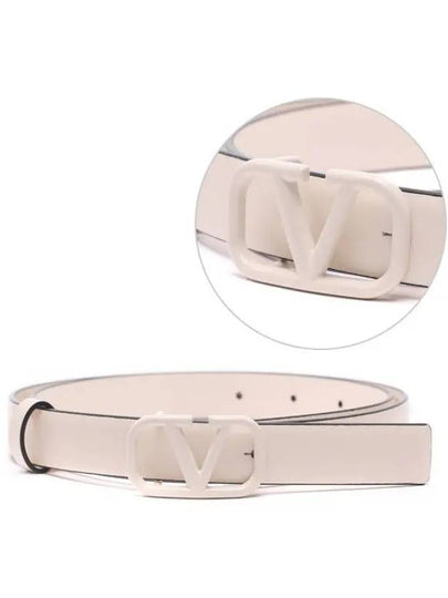 V Logo Signature 20 mm Shiny Calfskin Belt Pink - VALENTINO - BALAAN 2