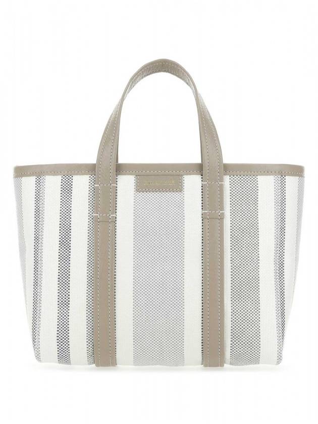 Barbes East West Raffia Striped Shopper Tote Bag Grey - BALENCIAGA - BALAAN 1