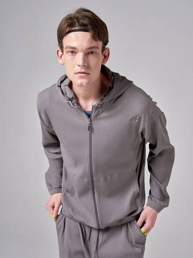 Tech Rib Zip-Up Hoodie Grey - ATHPLATFORM - BALAAN 3