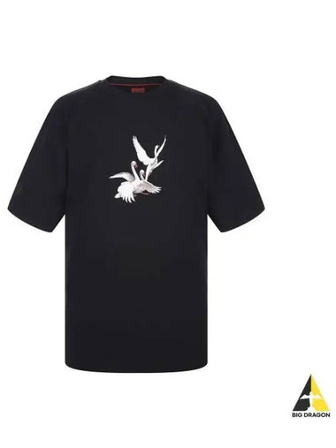 HUGO LES BENJAMI Army NS Swan graphic short sleeve t shirt overfit 50527053 001 - HUGO BOSS - BALAAN 1