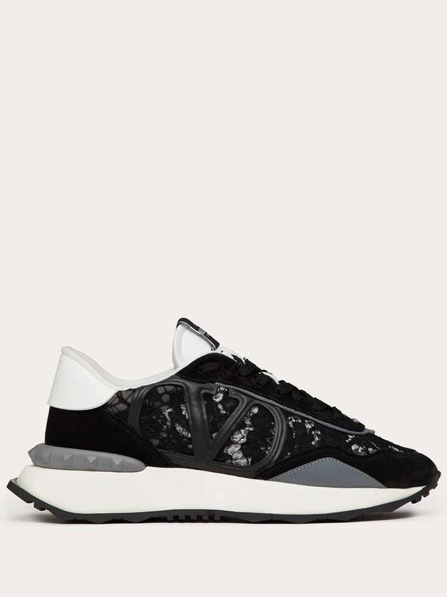 Women's Lace Runner Low Top Sneakers Black - VALENTINO - BALAAN 3